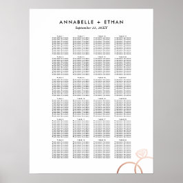 Póster Tabla de asientos de Boda de anillos modernos de o