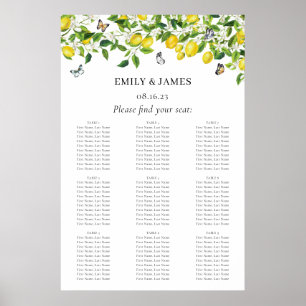 Póster Tabla de asientos de Boda de cítricos limón de col