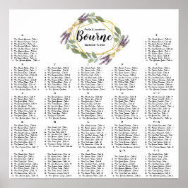 Póster Tabla de asientos de Boda de lavanda dorada y mora