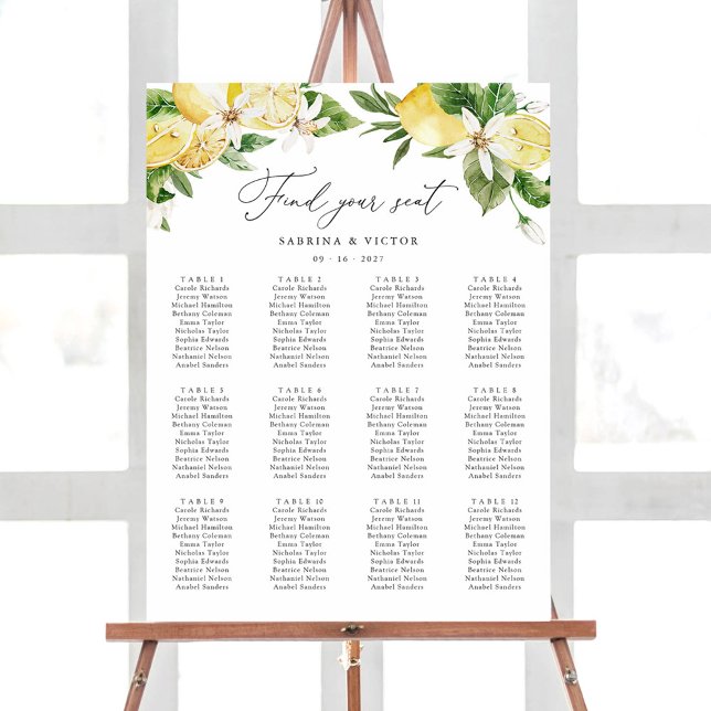 Póster Tabla de asientos de Boda de mesa de limón cítrico (Subido por el creador)