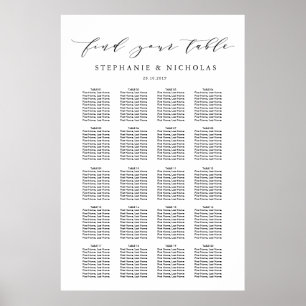 Póster Tabla de asientos de Boda de Moda de letra manual