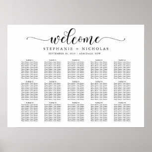 Póster Tabla de asientos de Boda de Moda de letra manual