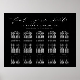 Póster Tabla de asientos de Boda de Moda de letra manual