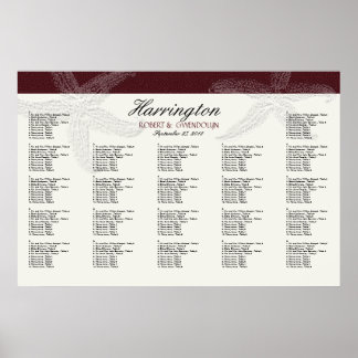 Póster Tabla de asientos de Boda de pez estrella de vino 