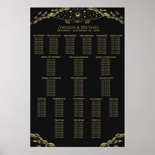 Póster Tabla de asientos de Boda de Tarot oidal elegante