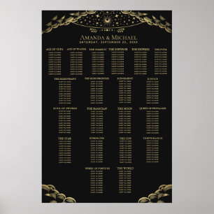 Póster Tabla de asientos de Boda de Tarot oidal elegante