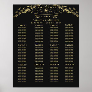 Póster Tabla de asientos de Boda de Tarot oidal elegante