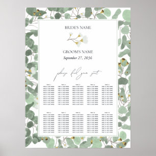 Póster Tabla de asientos de Boda Eucalyptus de color de a