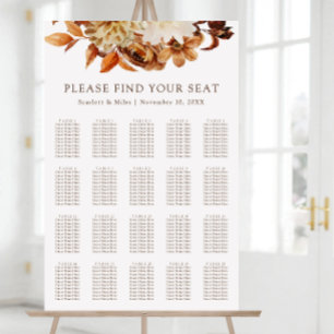 Póster Tabla de asientos de Boda floral de terracota otoñ
