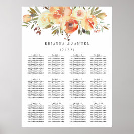 Póster Tabla de asientos de Boda floral Dream Peach