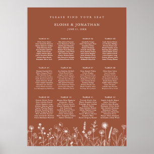 Póster Tabla de asientos de Boda floral rústico de Terrac