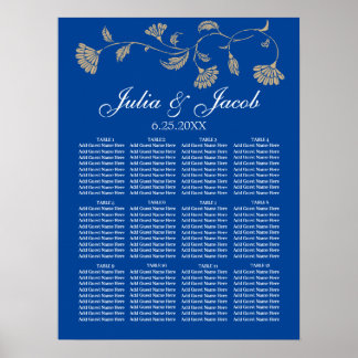 Póster Tabla de asientos de boda floral vintage