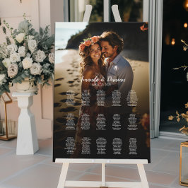 Póster Tabla de asientos de boda fotográfico elegante 15