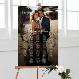 Póster Tabla de asientos de boda fotográfico elegante 17