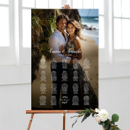 Póster Tabla de asientos de boda fotográfico elegante 19