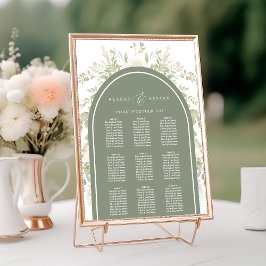 Póster Tabla De Asientos De Bodas De Arco Floral De Marfi