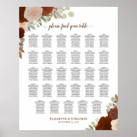 Tabla de asientos de Bodas de Boho floral otoñal