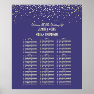 Póster Tabla de asientos de Bodas de confetti de oro