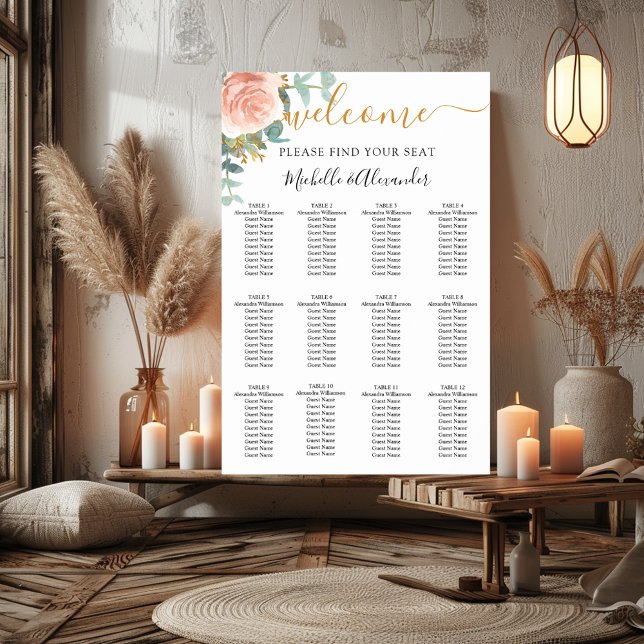 Póster tabla de asientos de bodas de eucalipto floral de  (Subido por el creador)