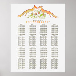 Póster Tabla de asientos de Bodas de Fox Rustic Woodland