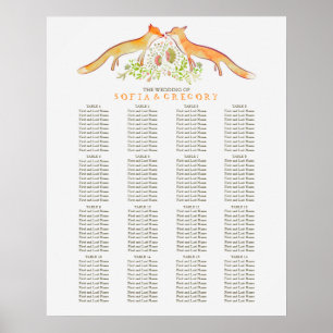 Póster Tabla de asientos de Bodas de Fox Rustic Woodland
