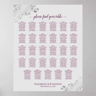 Póster Tabla de asientos de Bodas de mesa de color gris 2