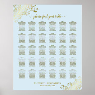 Póster Tabla de asientos de Bodas de mesa Gold & Powder B