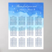 Tabla de asientos de Bodas de palomas y acuarela a