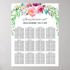 Póster Tabla de asientos de Bodas florales bohemios