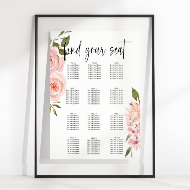 Póster Tabla de asientos de Bodas florales de rosas Rubor (Subido por el creador)