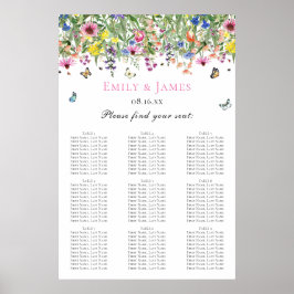 Póster Tabla de asientos de Bodas florales de verano