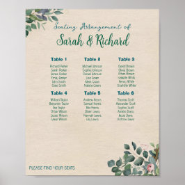Póster Tabla de asientos de Bodas florales Rubor Sage
