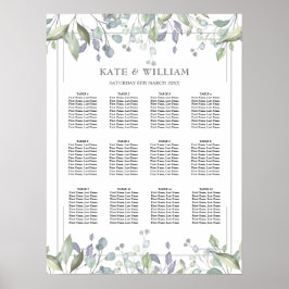 Póster Tabla de asientos de Bodas geométricos florales