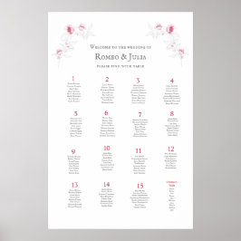 Póster Tabla de asientos de Bodas minimalistas 15 Tablas