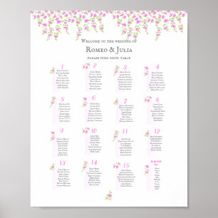 Póster Tabla de asientos de Bodas románticos - Tablas   P