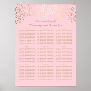 Póster Tabla de asientos de Bodas rosados para el bebé do