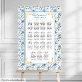 Póster Tabla de asientos de Boho de oro azul oxidado romá