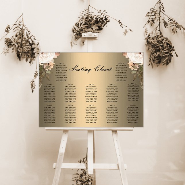 Póster Tabla de asientos de Boho Wildflowers Gold Boda (Subido por el creador)