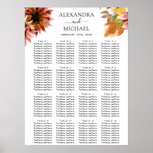 Póster Tabla de asientos de casamiento de casamiento en e
