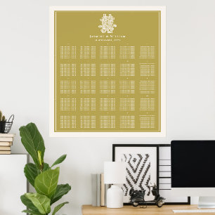 Póster Tabla de asientos de doble felicidad para Bodas ch