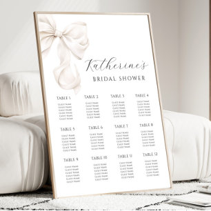 Póster Tabla de asientos de ducha de novia con arco blanc