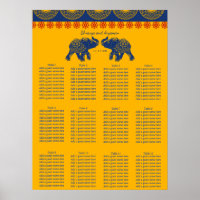 Tabla de asientos de elefantes con temas indios Bo