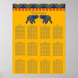 Póster Tabla de asientos de elefantes con temas indios Bo