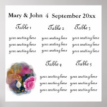 Tabla de asientos de flores de primavera.