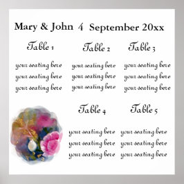 Póster Tabla de asientos de flores de primavera.