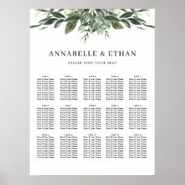 Póster Tabla de asientos de hojas de follaje