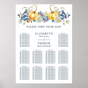 Póster Tabla de asientos de la boda de la calabaza