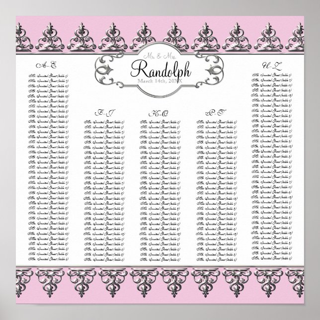 Póster Tabla de asientos de la mesa de recepción Barco gi (Frente)