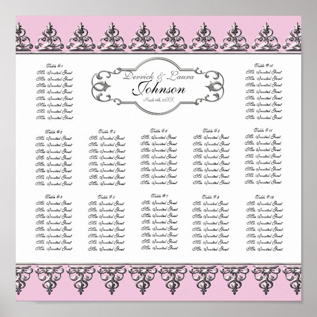 Póster Tabla de asientos de la mesa de recepción Barco gi (Frente)