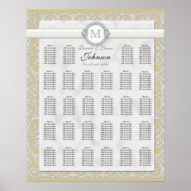 Póster Tabla de asientos de la mesa de recepción, diamant (Frente)